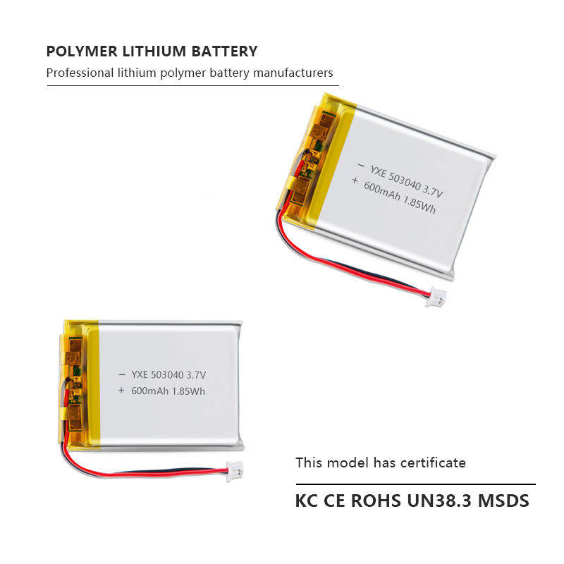 3.7 V Li-ion Battery 503040-600mah